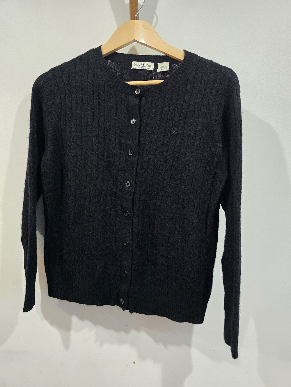 Duck Head Cashmere Blend Black Cable Knit Cardigan Sweater Women’s M